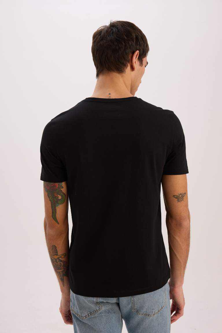 Slim Fit V Neck Basic Short Sleeve T-Shirt