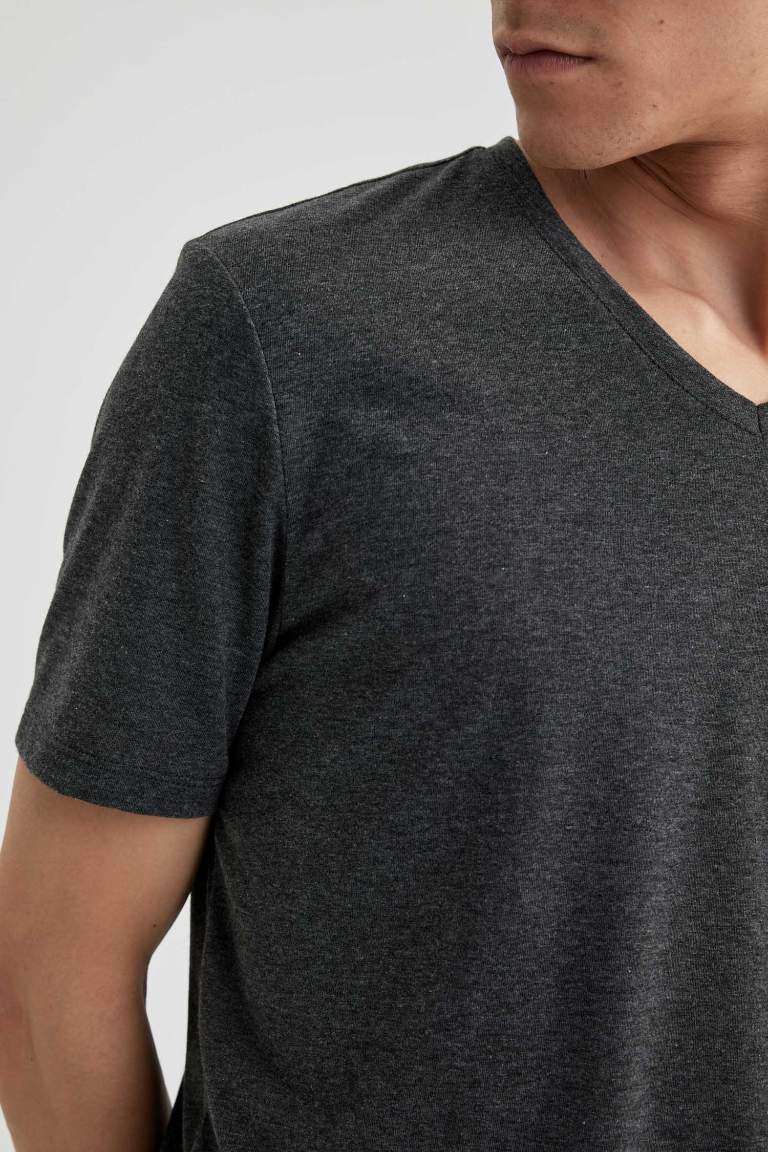 Slim Fit V Neck Basic T-Shirt