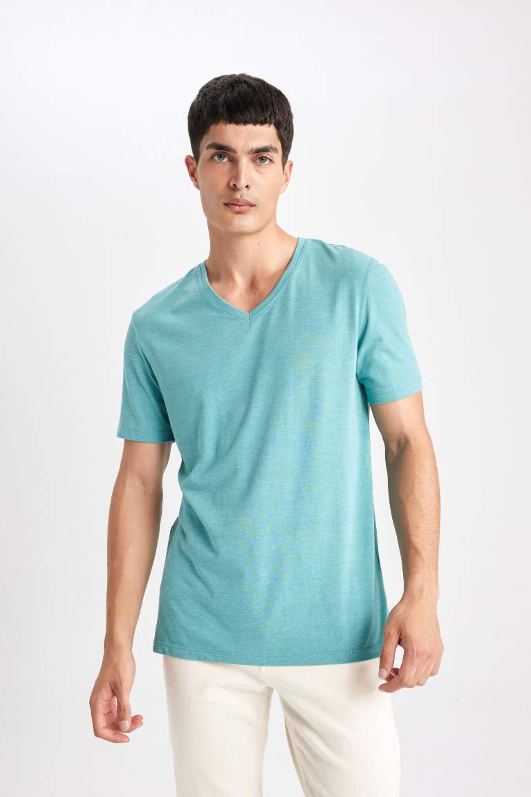 Slim Fit V Neck Basic T-Shirt