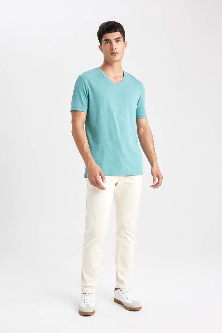 Slim Fit V Neck Basic T-Shirt