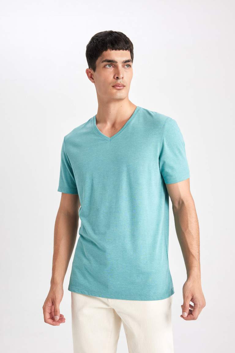 Slim Fit V Neck Basic T-Shirt