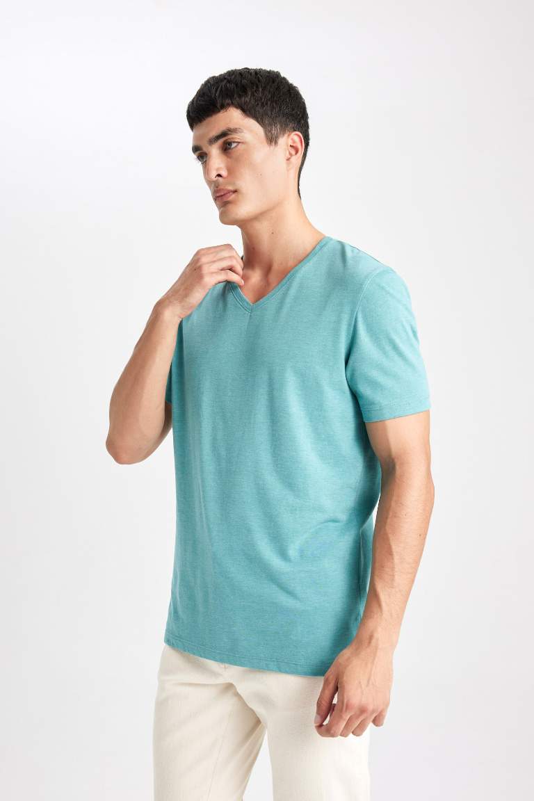 Slim Fit V Neck Basic T-Shirt