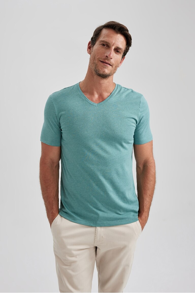 Slim Fit V Neck Short Sleeve T-Shirt