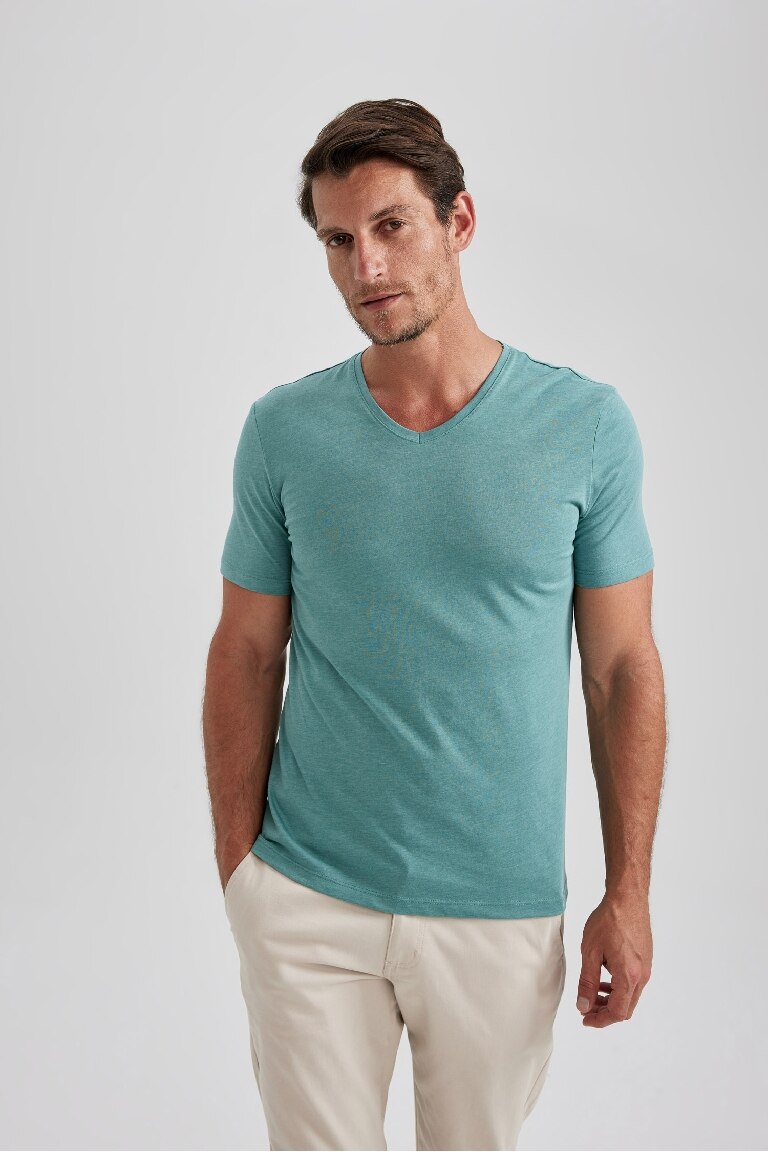 Slim Fit V Neck Short Sleeve T-Shirt