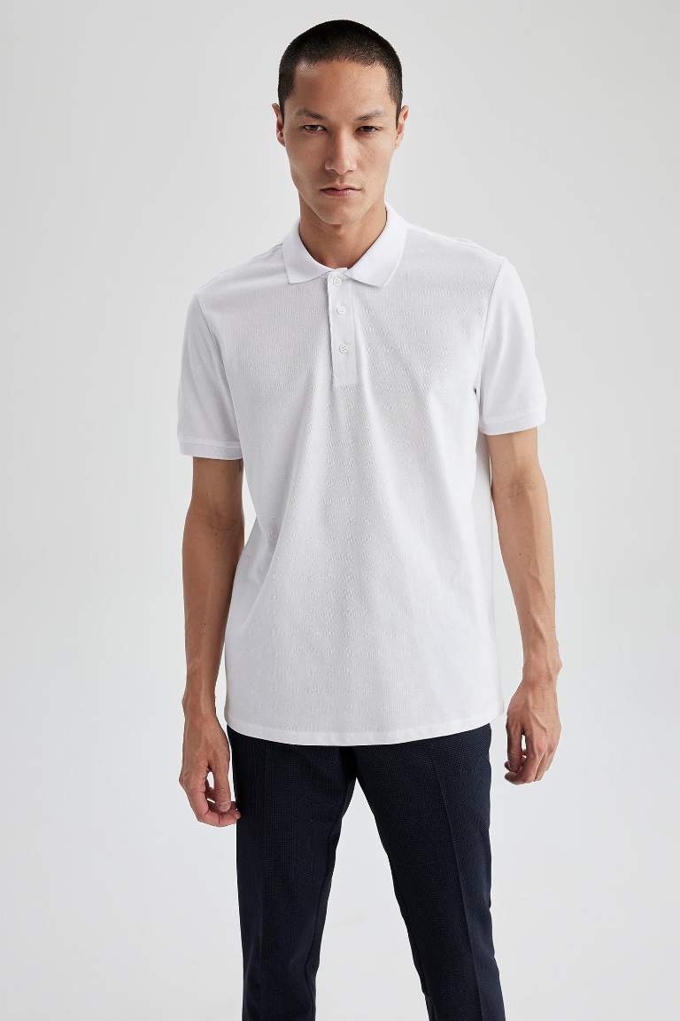 Regular Fit Polo Neck Basic Short Sleeve T-Shirt