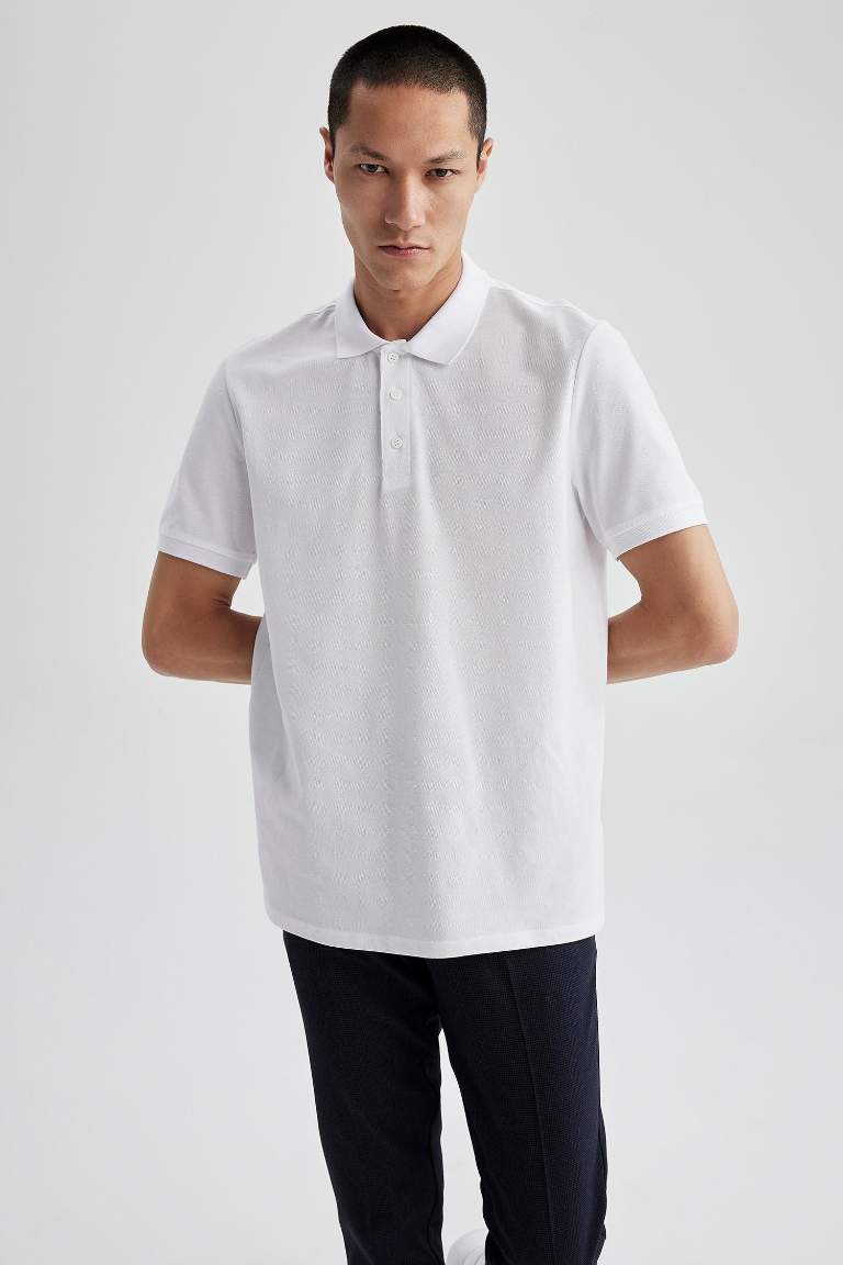 Regular Fit Polo Neck Basic Short Sleeve T-Shirt