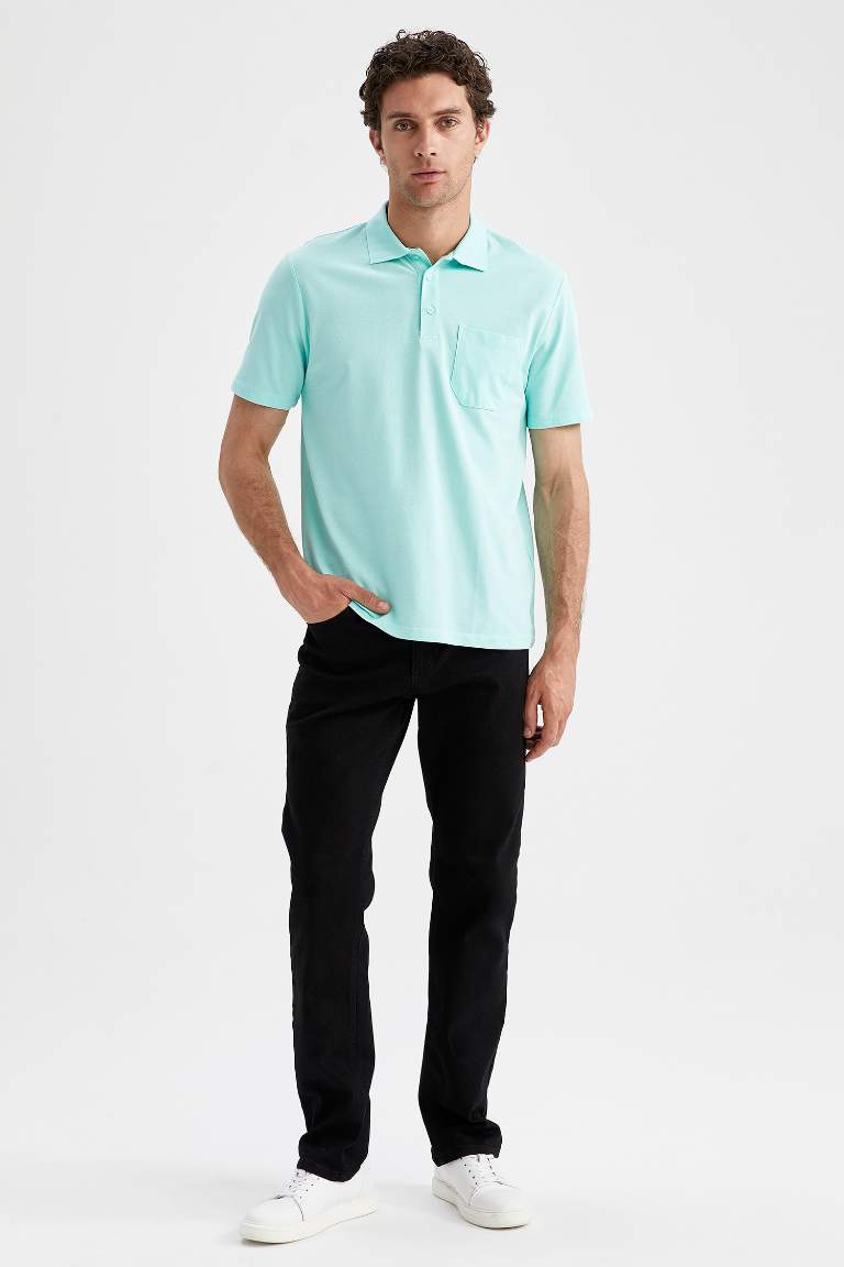 Relax Fit Polo Yaka Pamuklu Penye Tişört