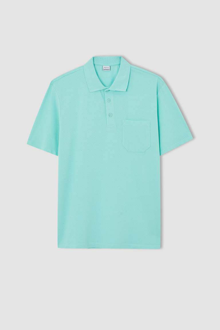 Relax Fit Polo Yaka Pamuklu Penye Tişört