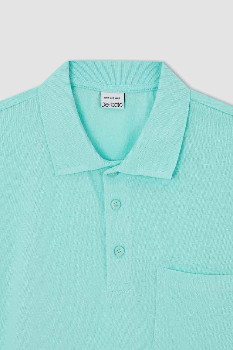 Relax Fit Polo Yaka Pamuklu Penye Tişört