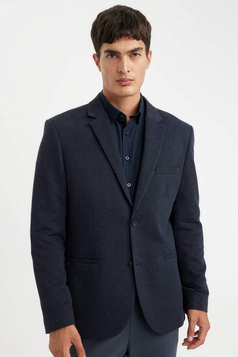 Slim Fit Lined Buttoned Blazer Jacket