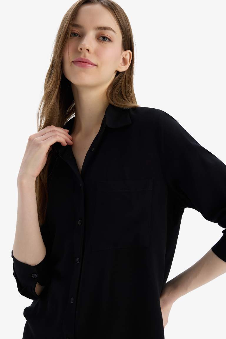 Chemise en viscose à manches longues et coupe régulière