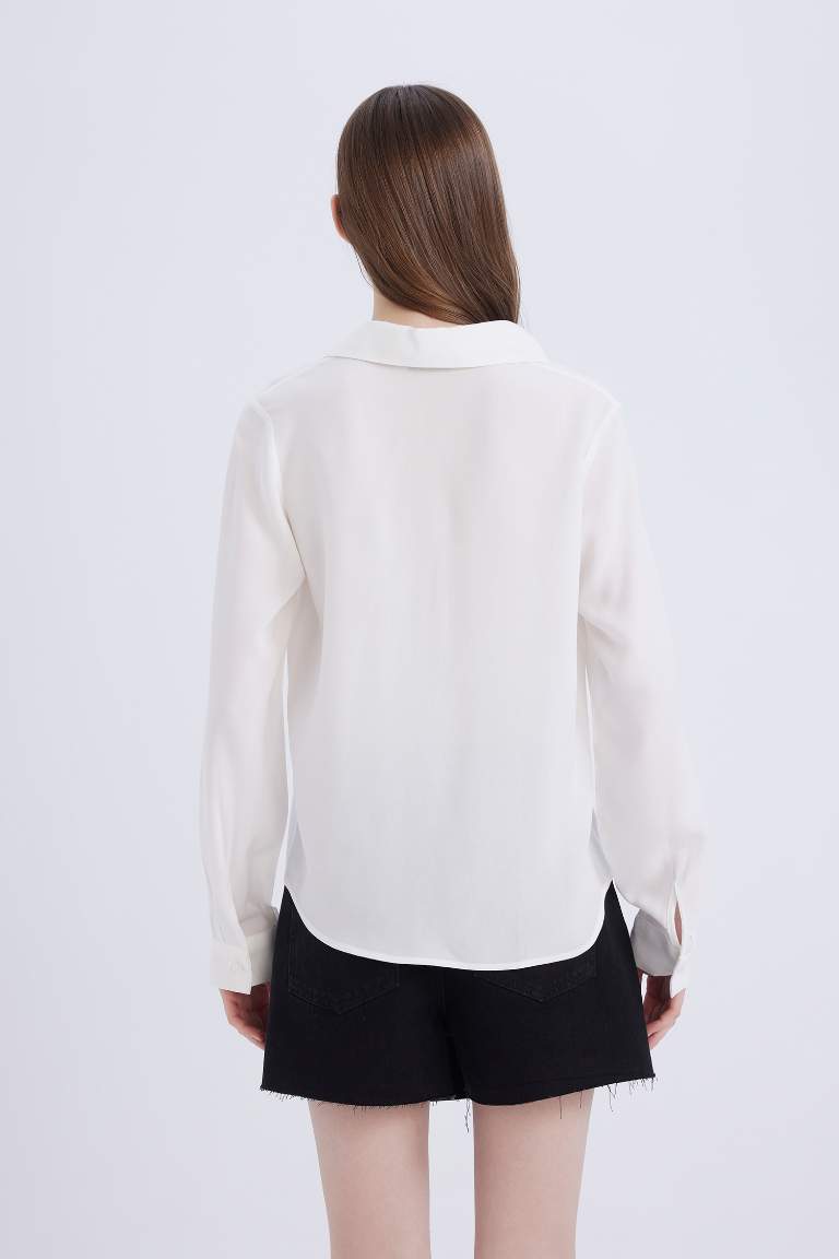 Regular Fit Shirt Collar Viscose Long Sleeve Shirt