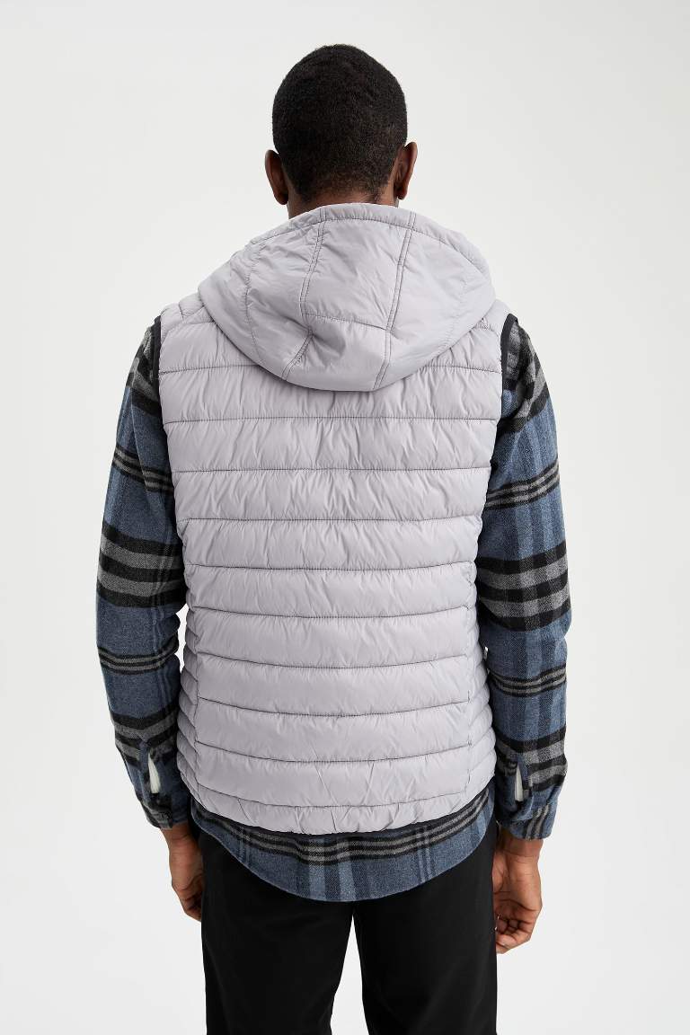 Hafif Şişme Yelek Su İtici Slim Fit Dar Kesim Kapüşonlu Fermuarlı Cepli Mevsimlik