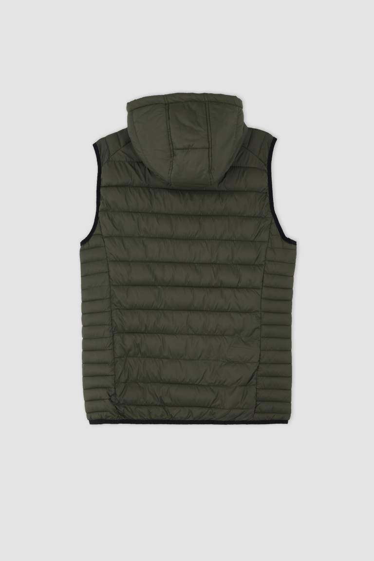 Hafif Şişme Yelek Su İtici Slim Fit Dar Kesim Kapüşonlu Fermuarlı Cepli Mevsimlik