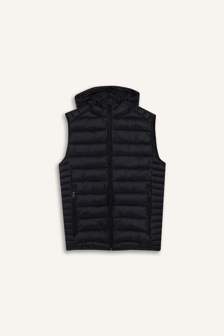 Slim Fit Hooded Zippered Vest