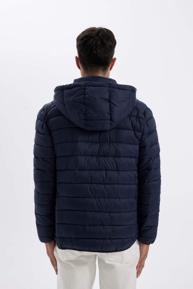 Su İtici Hafif Şişme Mont Slim Fit Dar Kesim Kapüşonlu Fermuarlı Cepli Mevsimlik