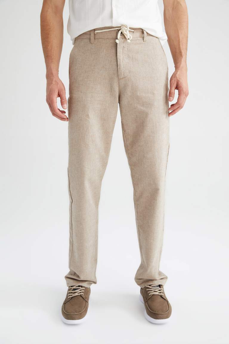 Relax Fit Tied Waist Linen Trousers