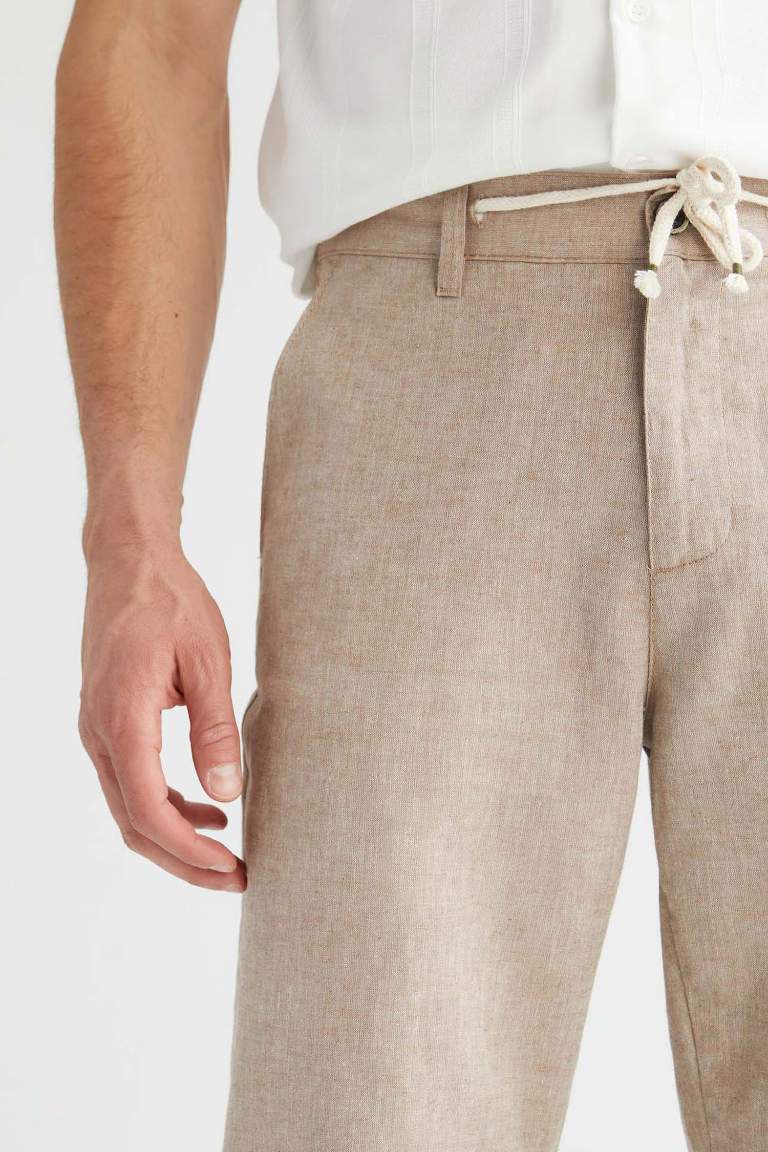 Relax Fit Tied Waist Linen Trousers