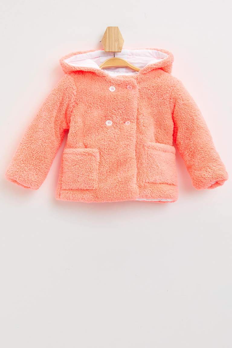 Pembe Kız Bebek Kız Bebek Kapüşonlu Peluş Mont 1162573 DeFacto