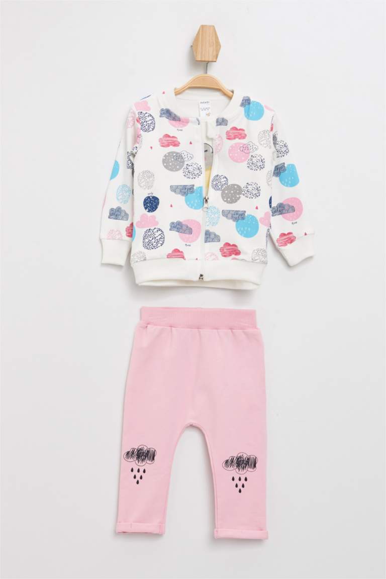 Pembe Kız Bebek Kız Bebek Baskılı Alt Üst Takım 1167855