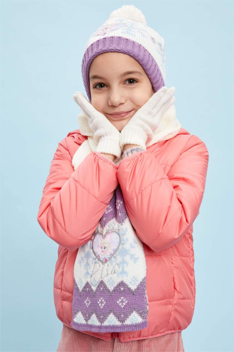 Mor Kız Çocuk Genç Kız Kız Çocuk Frozen Lisanslı Atkı