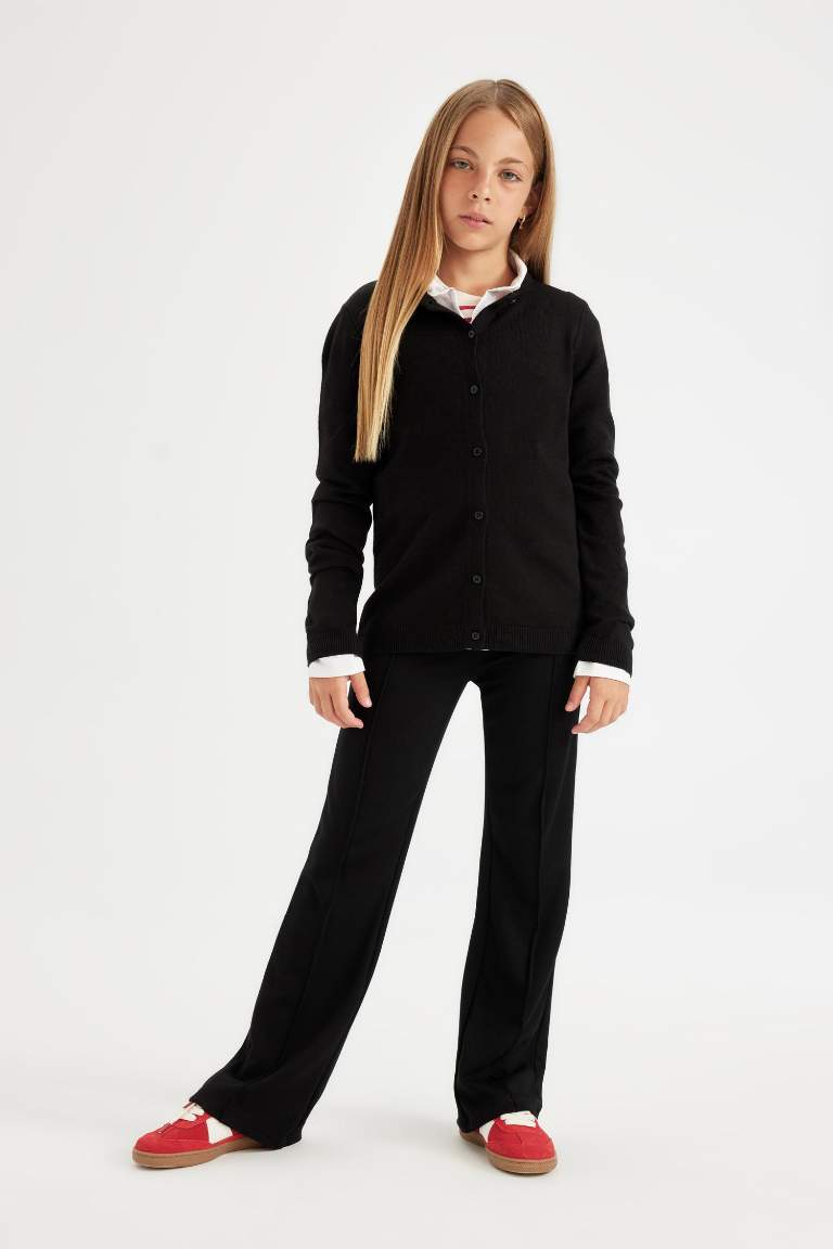 Girl Buttoned School Black Cardigan