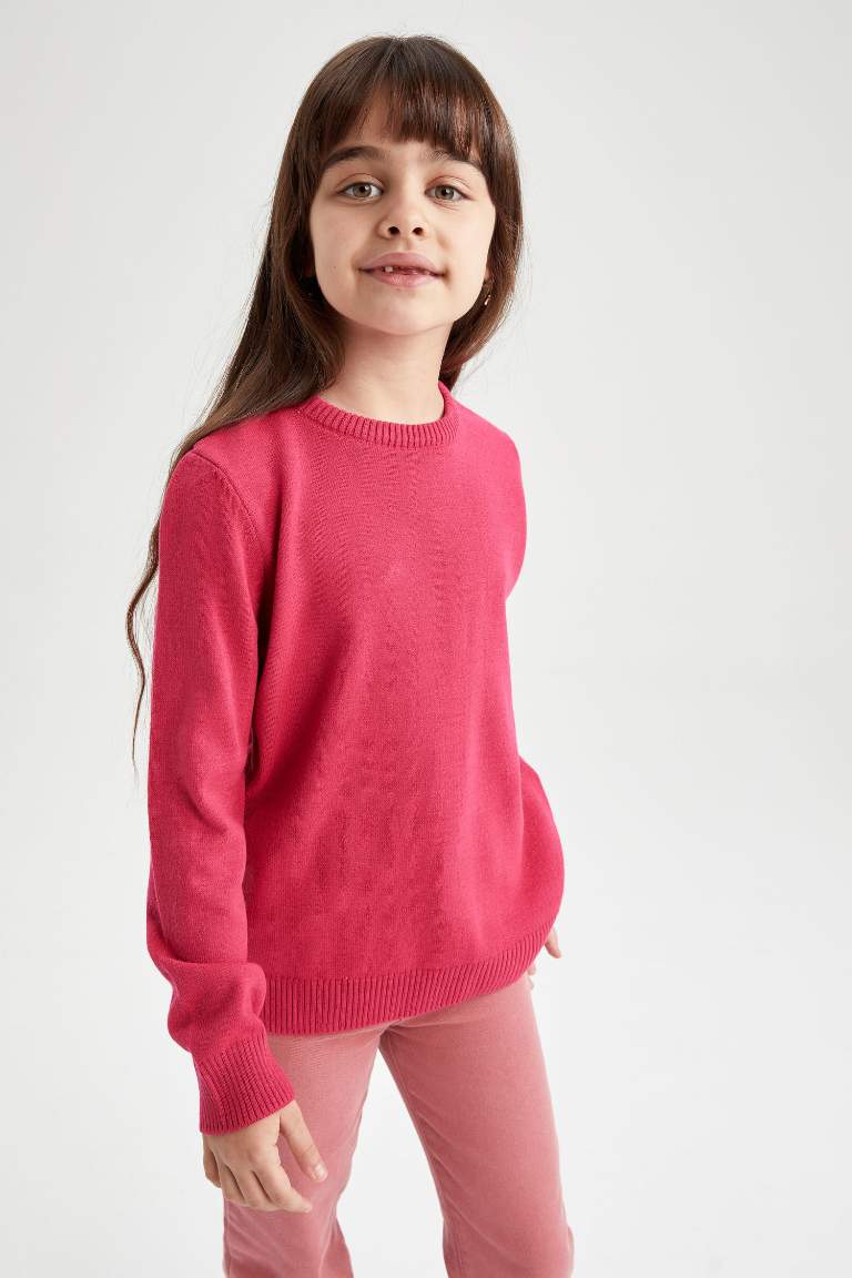 Kız Çocuk Regular Fit Bisiklet Yaka Kazak