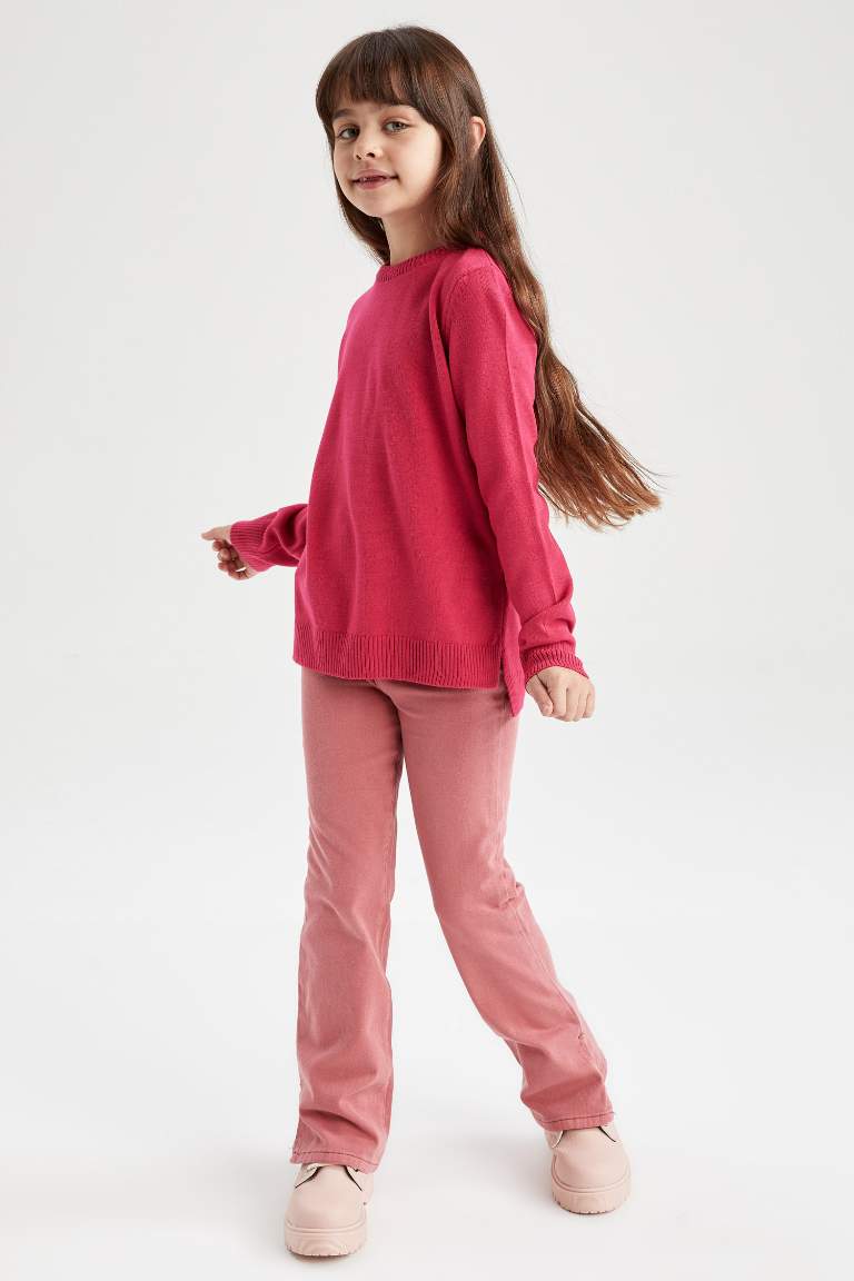 Kız Çocuk Regular Fit Bisiklet Yaka Kazak