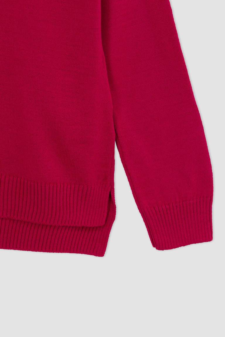 Kız Çocuk Regular Fit Bisiklet Yaka Kazak