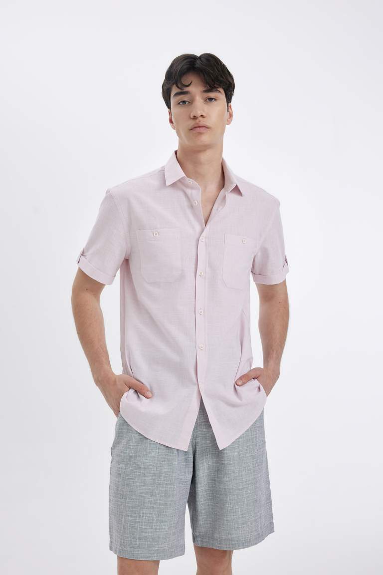 Slim Fit Poplin Short Sleeve Shirt