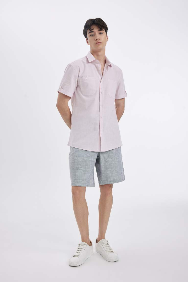 Slim Fit Poplin Short Sleeve Shirt