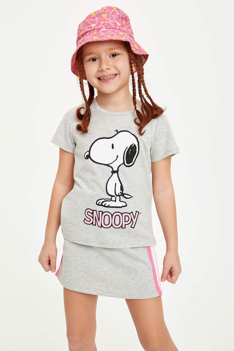 Gri Melanj Kız Çocuk Genç Kız Kız Çocuk Snoopy Lisanslı Tişört Etek