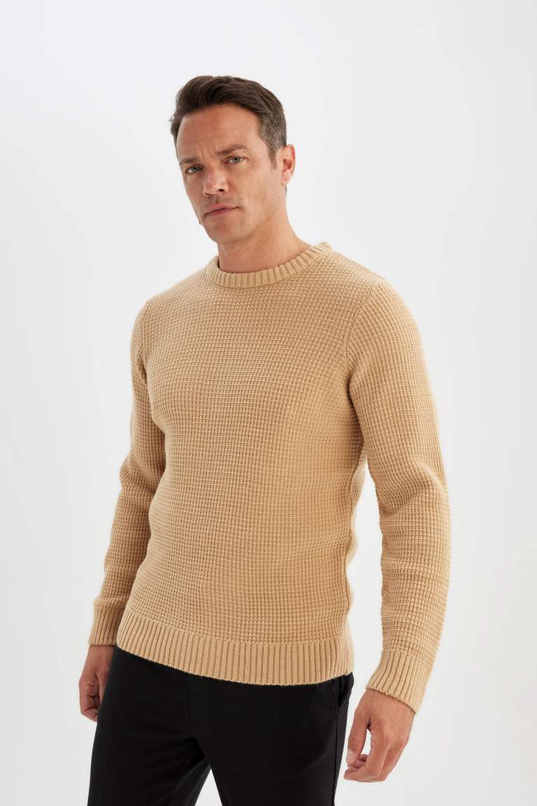 Standard Fit Crew Neck Basic Knitted Pullover