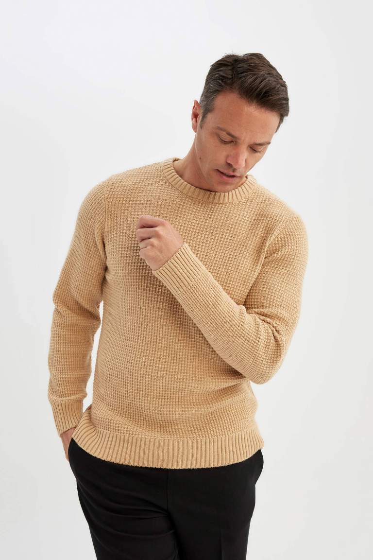 Standard Fit Crew Neck Basic Knitted Pullover