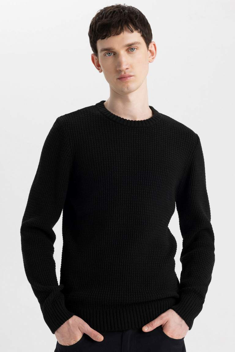 Standard Fit Crew Neck Basic Knitted Pullover