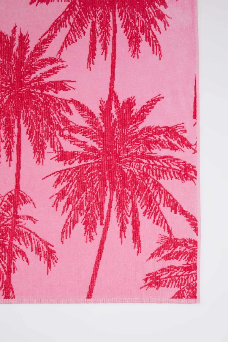 Woman Palm Tree Patterned Cotton Beach Towel