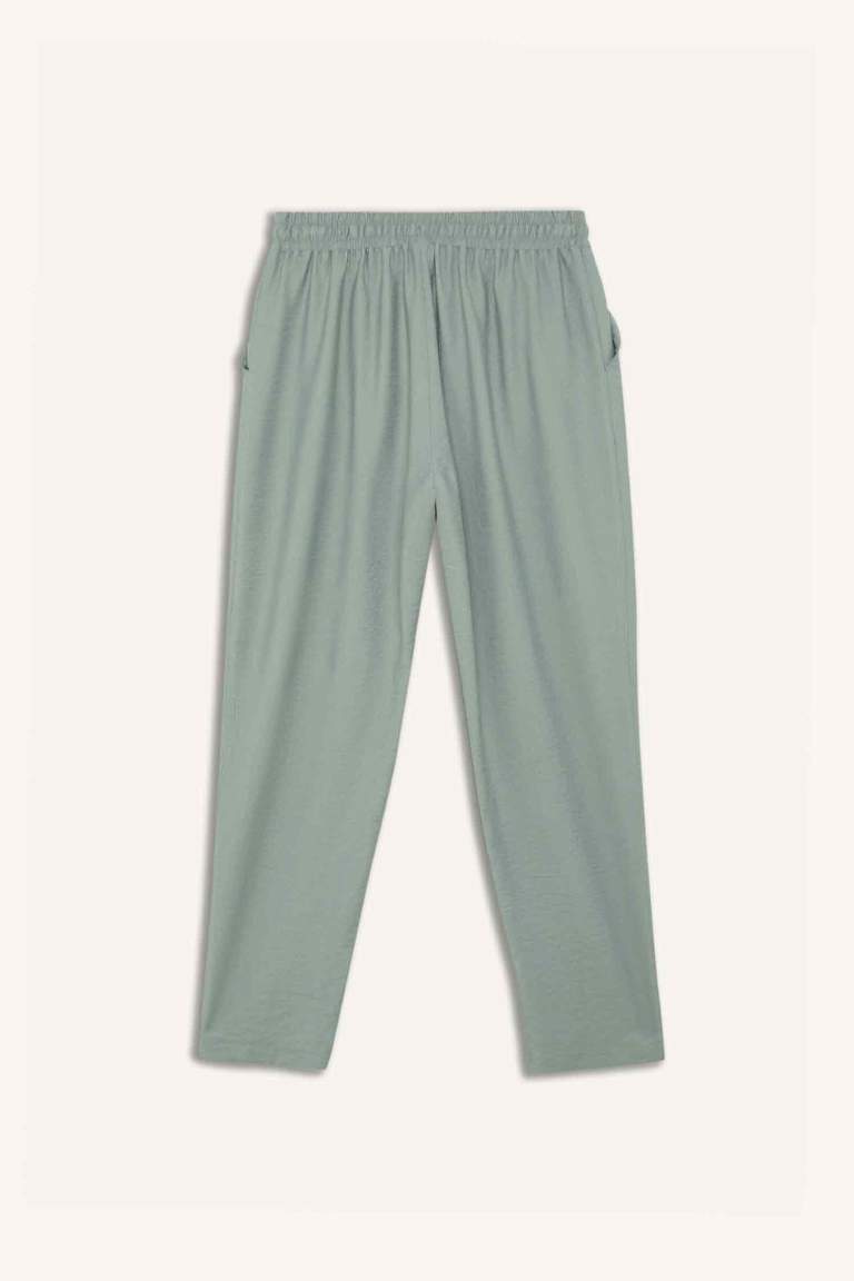 Linen Look Pocketed High Waist Straight Leg Joggers