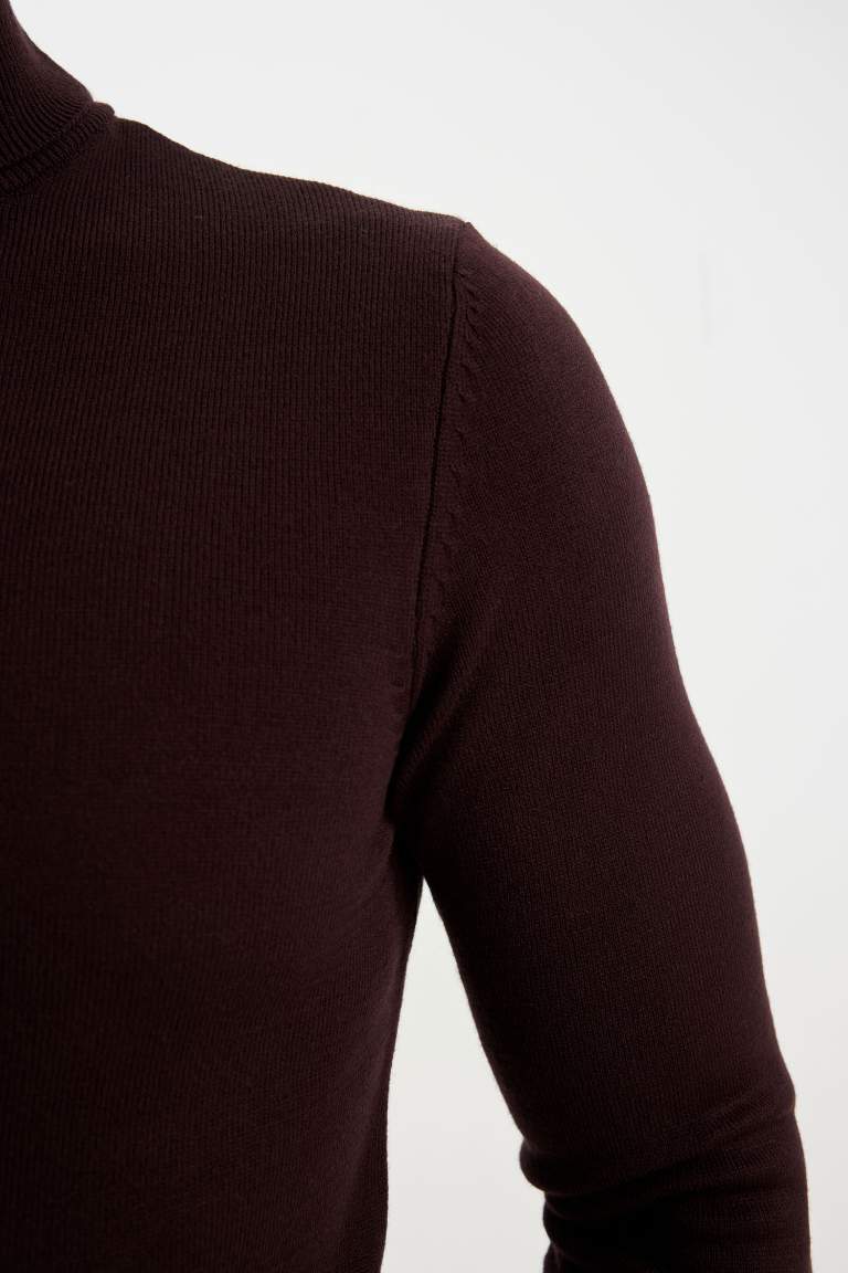 Standard Fit Regular Cut Turtleneck Basic Knit Pullover