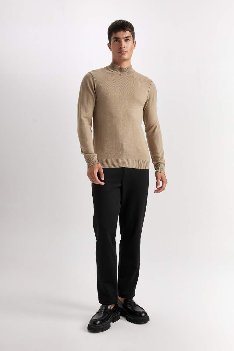 Slim Fit  Half Turtleneck Basic Knitted Pullover