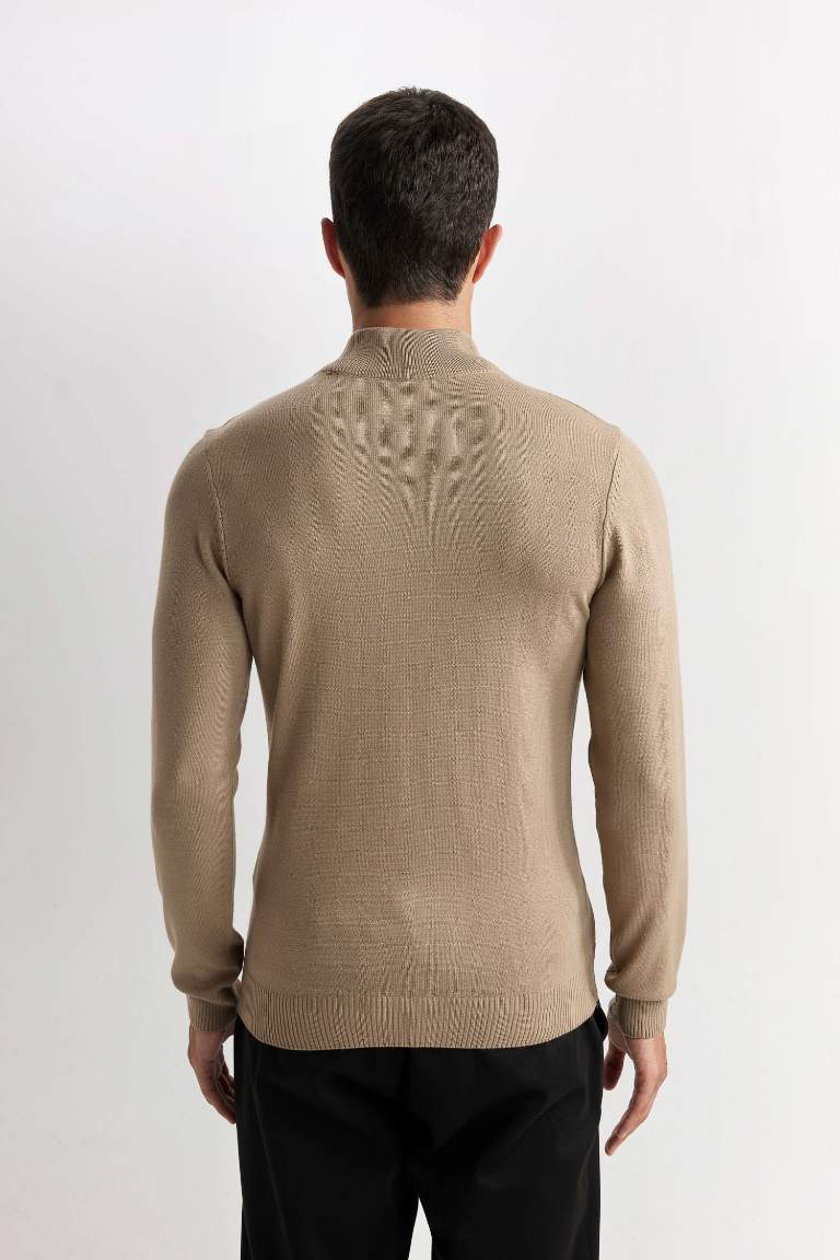 Slim Fit  Half Turtleneck Basic Knitted Pullover