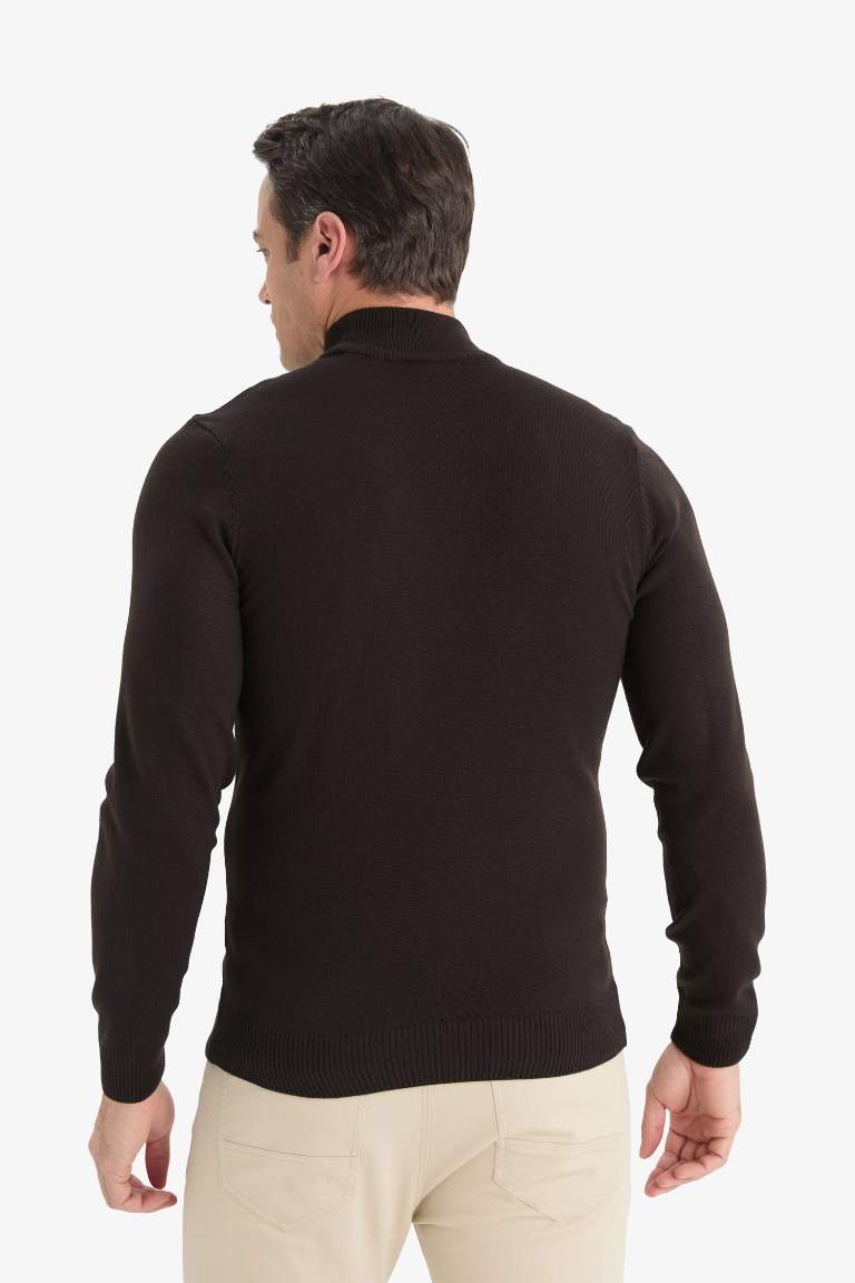 Slim Fit Dar Kesim Balıkçı Yaka Basic Düz Triko Kazak