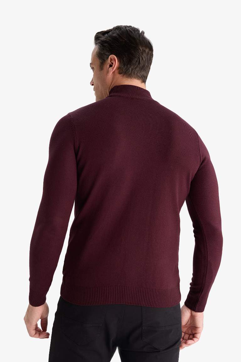 Slim Fit Dar Kesim Balıkçı Yaka Basic Düz Triko Kazak