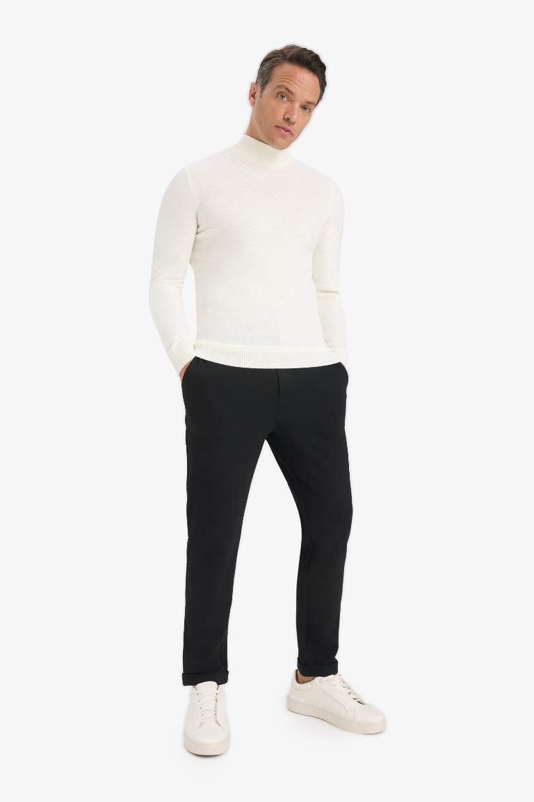 Slim Fit Dar Kesim Balıkçı Yaka Triko Kazak