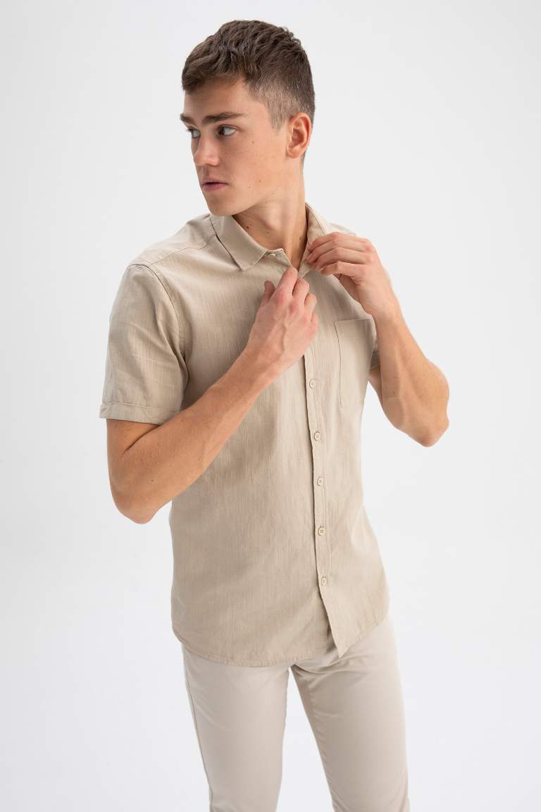 Slim Fit Polo Neck Short Sleeve Shirt