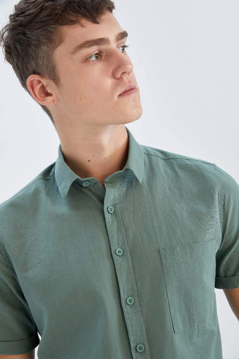 Slim Fit Short Sleeve One Side Pocket Shirt