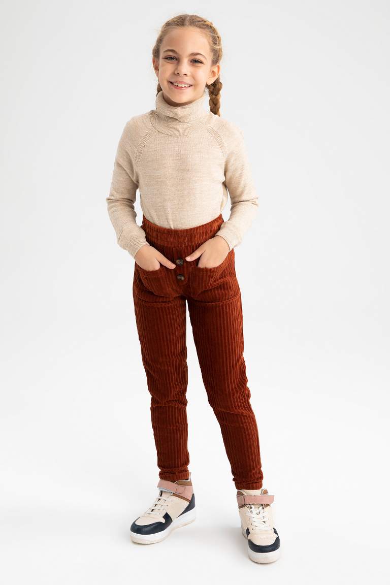 Kız Çocuk Regular Fit Balıkçı Yaka Kazak