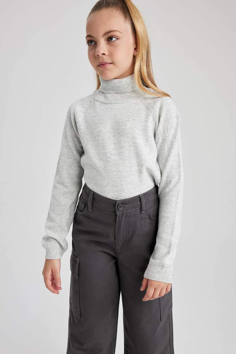 Pull basique à col roulé pour fille