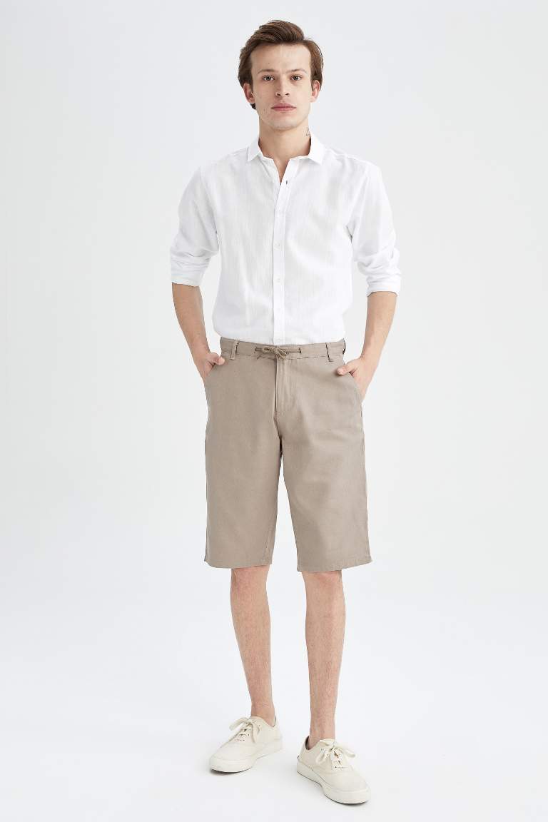 Regular Fit Tie Waist Bermuda Short