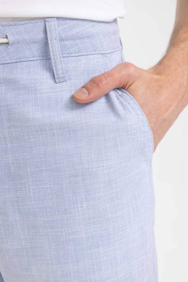 Beli Bağcıklı Keten Görünümlü Yazlık Jogger Pantolon
