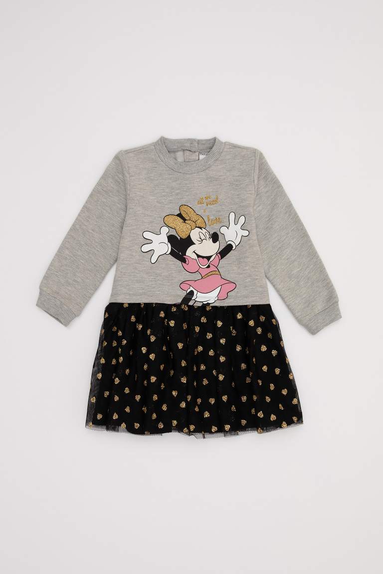 Gri Kız Bebek Kız Bebek Minnie Mouse Lisanslı Sweat Elbise 1543448